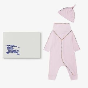 Burberry Stretch Cotton Three-Piece Baby Gift Set - Lotus Pink